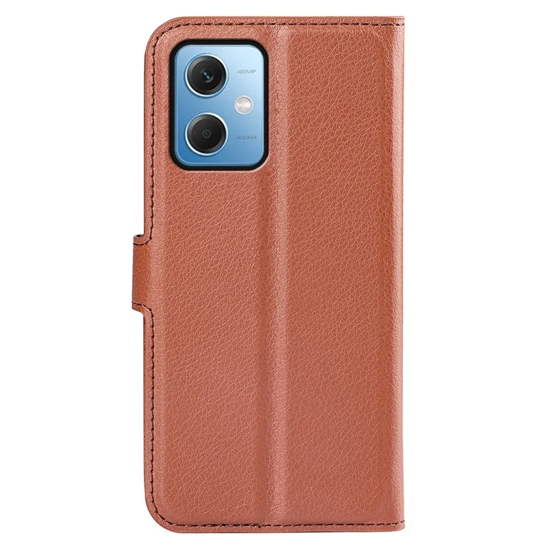 Per Xiaomi Redmi Note 12 5G (Global) / (India) / (Cina) / Poco X5 5G Full Protection Case Flip Anti-scratch Litchi Texture PU Leather Stand Wallet Phone Cover - Marrone