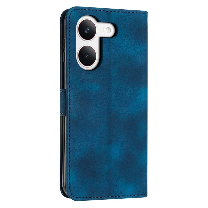 For Xiaomi Redmi Turbo 5 5G  /  Poco X8 Pro 5G Leather Case Imprinted Triangle Phone Cover with Hand Strap - Blue