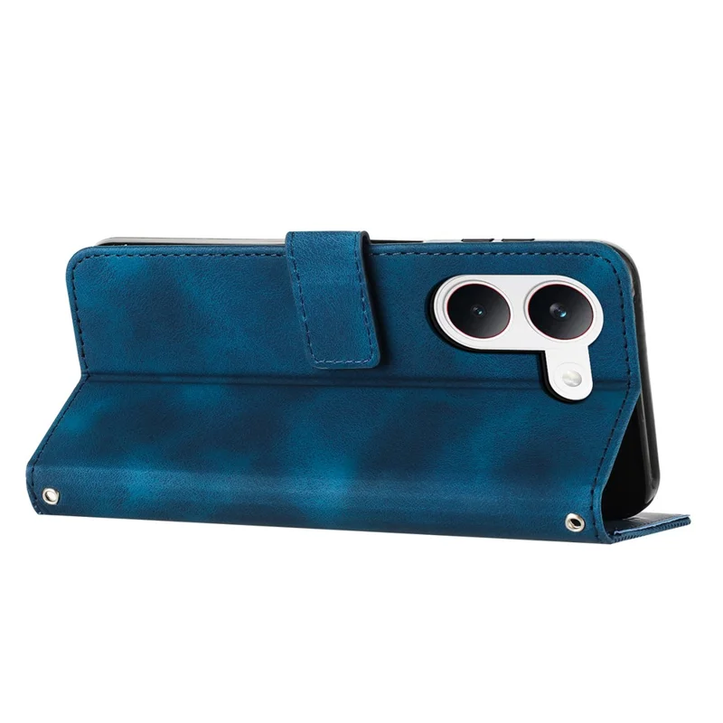 For Xiaomi Redmi Turbo 5 5G  /  Poco X8 Pro 5G Leather Case Imprinted Triangle Phone Cover with Hand Strap - Blue