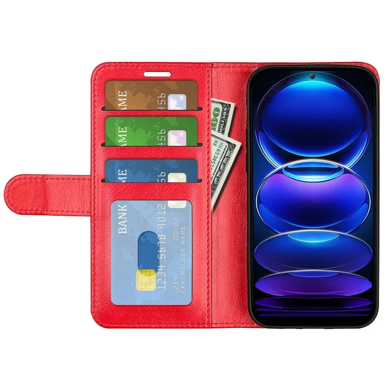 Для Xiaomi Redmi Примечание 12 5G Против Царапины Сумасшедшая Лошадь Текстура Flip Stand Case pu Кожаная Покрытие TPU Телефон - Красный