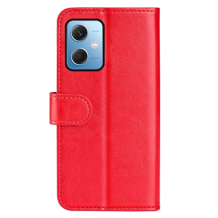 For Xiaomi Redmi Note 12 5G (Global) / (India) / (China) / Poco X5 5G Anti-scratch Crazy Horse Texture Flip Stand Case PU Leather Coated TPU Phone Wallet Cover - Red