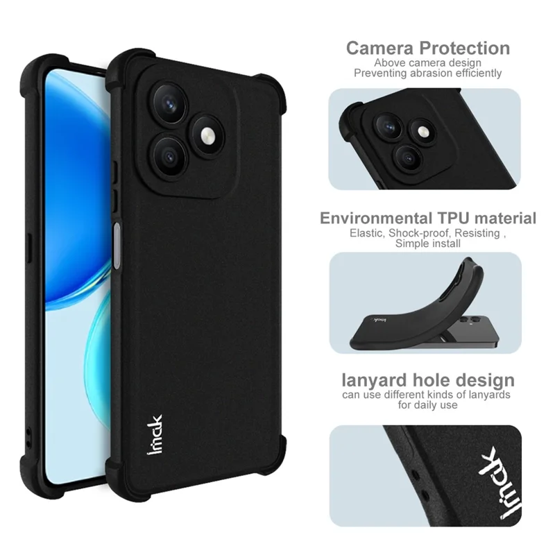 IMAK For Honor X8d 4G Case TPU Phone Cover Airbag Shockproof Protection - Black