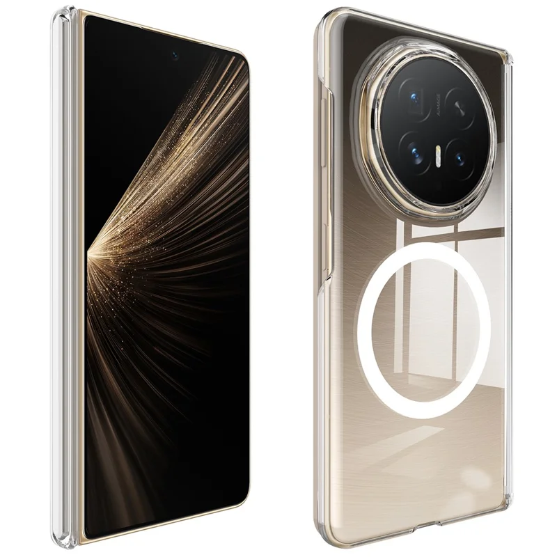 For Honor Magic V6 5G Magnetic Case Hinge Protection PC Phone Cover - Transparent