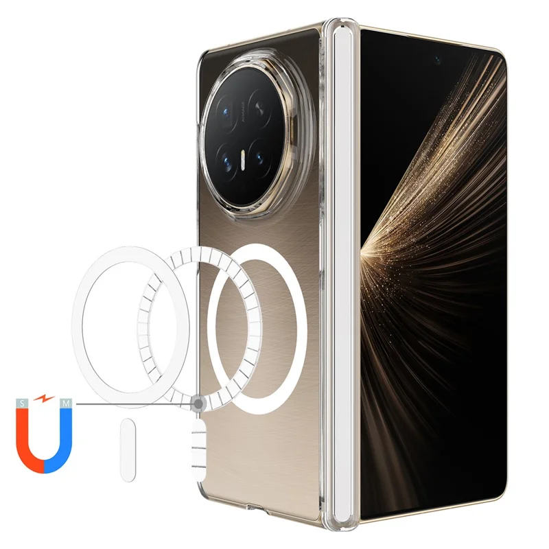 For Honor Magic V6 5G Magnetic Case Hinge Protection PC Phone Cover - Transparent