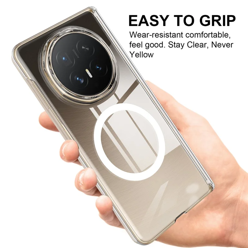 For Honor Magic V6 5G Magnetic Case Hinge Protection PC Phone Cover - Transparent