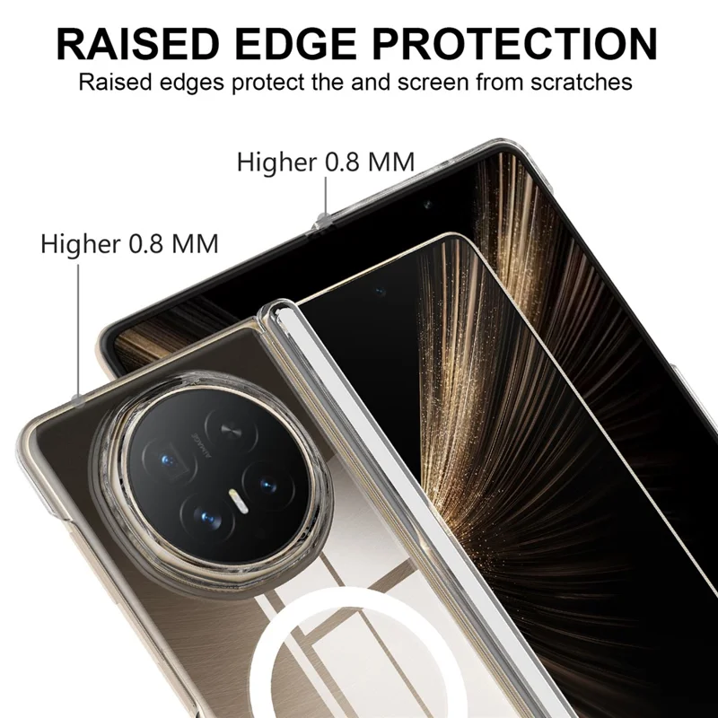 For Honor Magic V6 5G Magnetic Case Hinge Protection PC Phone Cover - Transparent