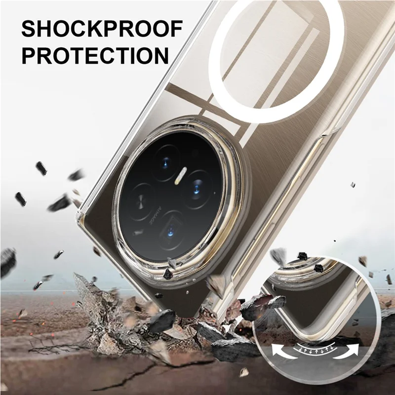 For Honor Magic V6 5G Magnetic Case Hinge Protection PC Phone Cover - Transparent