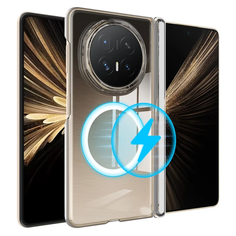 For Honor Magic V6 5G Magnetic Case Hinge Protection PC Phone Cover - Transparent