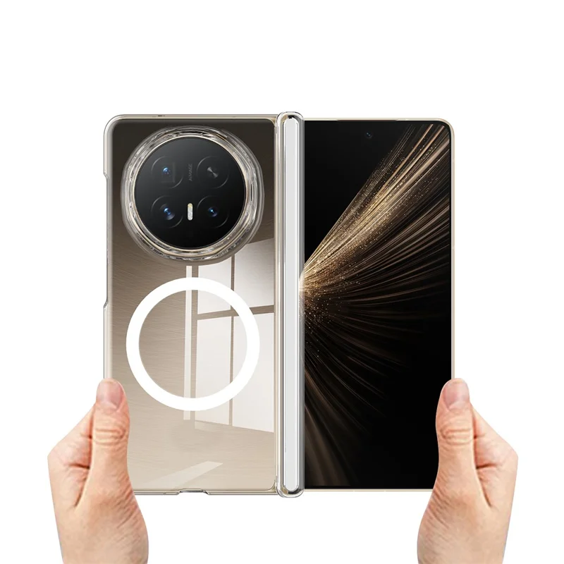 For Honor Magic V6 5G Magnetic Case Hinge Protection PC Phone Cover - Transparent