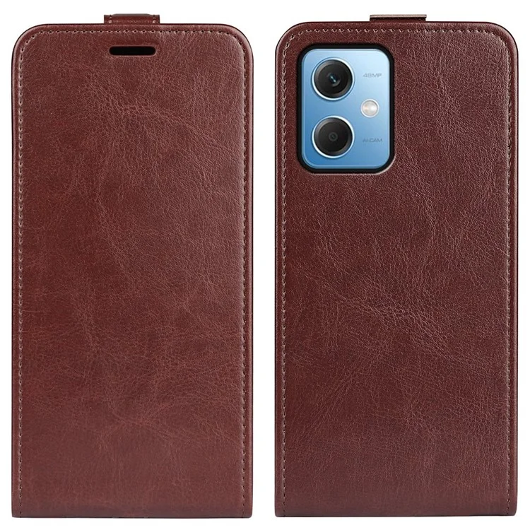 Pour Xiaomi Redmi Note 12 5G (Global) / (Inde) / (Chine) / Poco X5 5G Crazy Horse Texture Card Holder Leather Protective Cover Vertical Flip Case - Marron