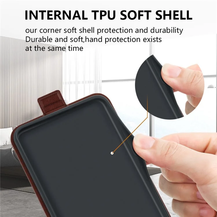 Pour Xiaomi Redmi Note 12 5G (Global) / (Inde) / (Chine) / Poco X5 5G Crazy Horse Texture Card Holder Leather Protective Cover Vertical Flip Case - Marron