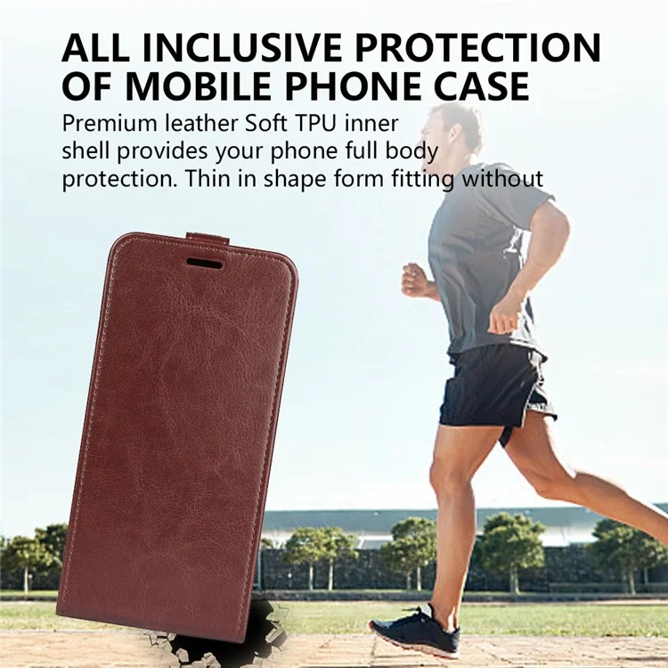 Pour Xiaomi Redmi Note 12 5G (Global) / (Inde) / (Chine) / Poco X5 5G Crazy Horse Texture Card Holder Leather Protective Cover Vertical Flip Case - Marron