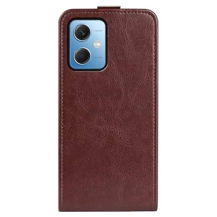 Pour Xiaomi Redmi Note 12 5G (Global) / (Inde) / (Chine) / Poco X5 5G Crazy Horse Texture Card Holder Leather Protective Cover Vertical Flip Case - Marron