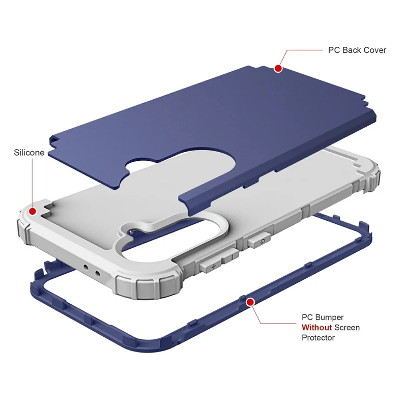 For Samsung Galaxy A37 5G Case Shockproof PC + TPU Phone Back Cover - Navy Blue
