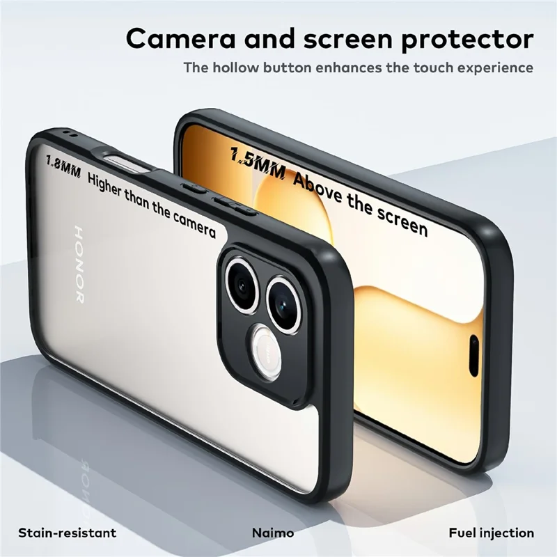 For Honor 600 Lite 5G Phone Case Shockproof PC + TPU Clear Back Cover - Black