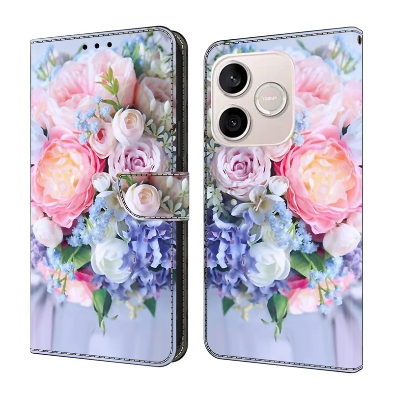 Wallet Case For Honor 600 Lite 5G Magnetic Clasp 3D Pattern Leather Phone Cover - Colorful Flower