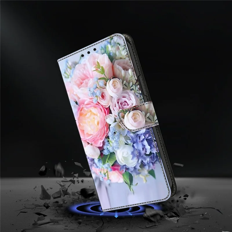 Wallet Case For Honor 600 Lite 5G Magnetic Clasp 3D Pattern Leather Phone Cover - Colorful Flower