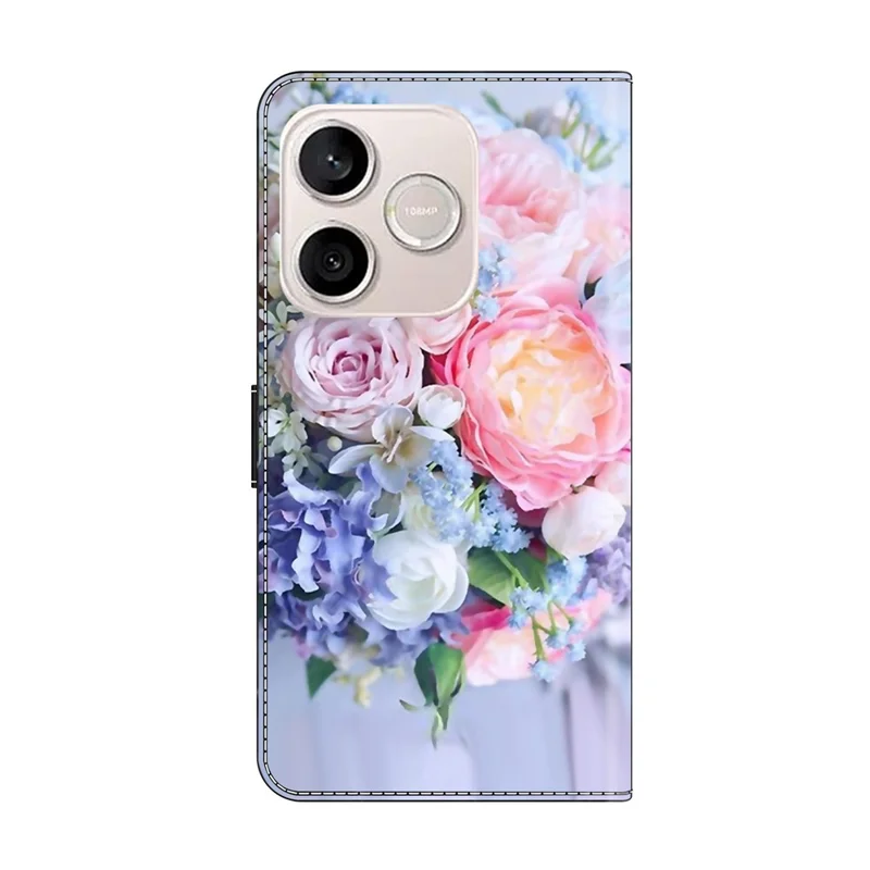 Wallet Case For Honor 600 Lite 5G Magnetic Clasp 3D Pattern Leather Phone Cover - Colorful Flower