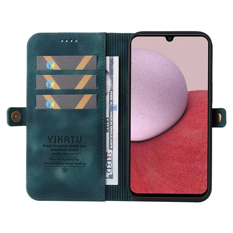 YIKATU YK-002 para Samsung Galaxy A14 5G / A14 4G Funda de Teléfono de Cuero PU con Soporte para Tarjetas y Billetera - Azul