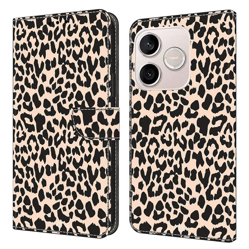 Phone Case For Honor 600 Lite 5G Pattern Printed TPU + PU Leather Flip Cover with Card Slot - Leopard Print