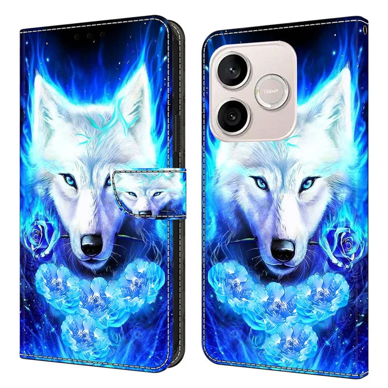 Leather Case For Honor 600 Lite 5G Pattern Printing Stand Flip Phone Cover - White Wolf