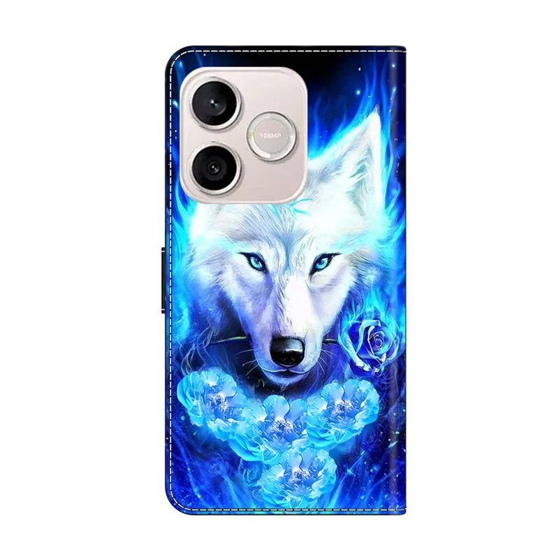 Leather Case For Honor 600 Lite 5G Pattern Printing Stand Flip Phone Cover - White Wolf