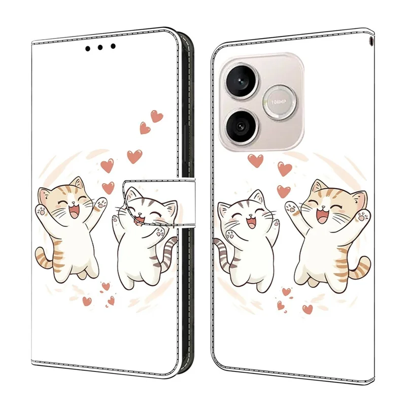 For Honor 600 Lite 5G Wallet Case Foldable Stand Pattern Printing Leather Flip Phone Cover - Love Cats