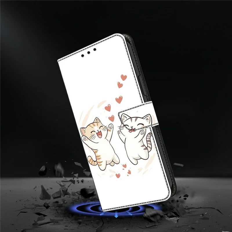 For Honor 600 Lite 5G Wallet Case Foldable Stand Pattern Printing Leather Flip Phone Cover - Love Cats