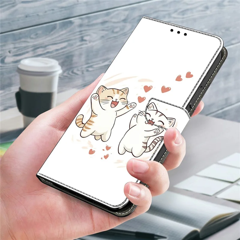 For Honor 600 Lite 5G Wallet Case Foldable Stand Pattern Printing Leather Flip Phone Cover - Love Cats