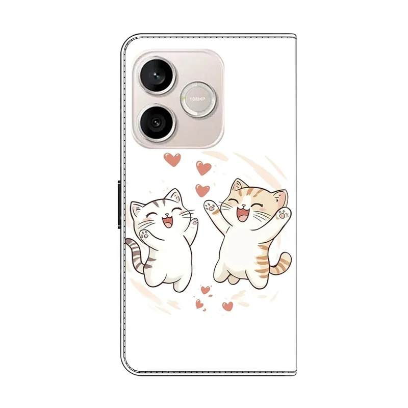 For Honor 600 Lite 5G Wallet Case Foldable Stand Pattern Printing Leather Flip Phone Cover - Love Cats