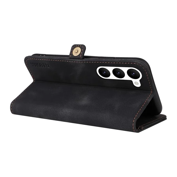 YIKATU YK-002 For Samsung Galaxy S23 Skin-touch Feeling Wallet Case with Outer Card Slot, Stand Feature PU Leather Magnetic Protect Flip Phone Cover  - Black