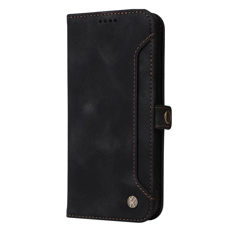 YIKATU YK-002 For Samsung Galaxy S23 Skin-touch Feeling Wallet Case with Outer Card Slot, Stand Feature PU Leather Magnetic Protect Flip Phone Cover  - Black