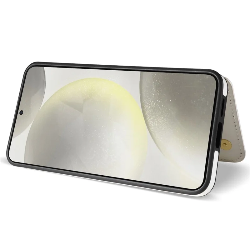 For Samsung Galaxy S26 Case with Wrist Strap Card Slots Rhombus Leather + TPU Phone Cover - White