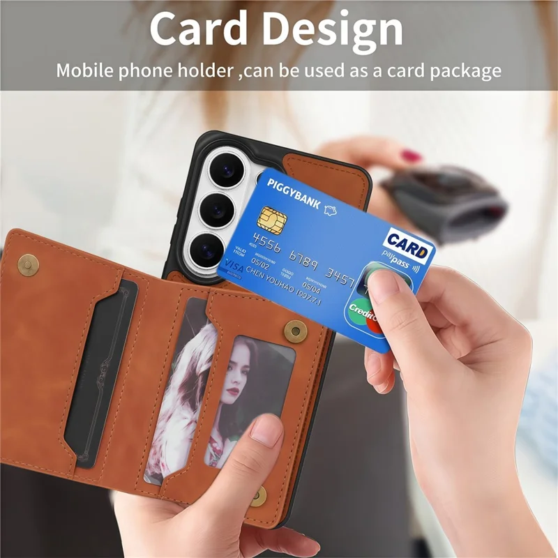 For Samsung Galaxy S26 Case Line Imprinted Color Splicing Leather Phone Cover - Orange