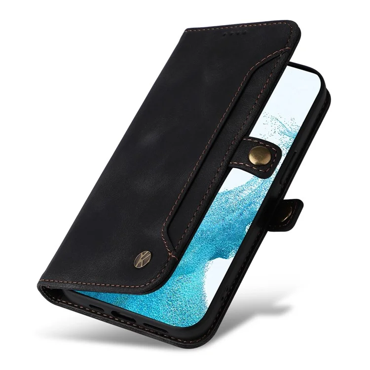 Yikatu YK-002 Pour Samsung Galaxy S23 Plus Étui en Cuir PU en Cuir PU Avec Des Emplacements de Carte Extérieure, Support de Portefeuille de Portefeuille de Rallonge Magnétique - le Noir