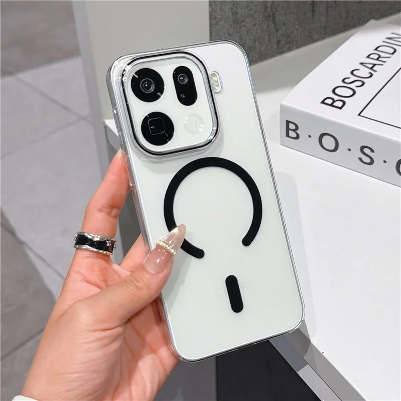 For Oppo Find X9 Pro 5G Magnetic Case Ultra Thin Clear PC Phone Back Cover - Black