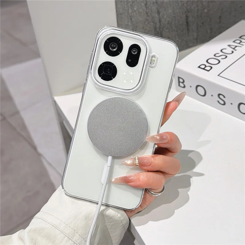 For Oppo Find X9 Pro 5G Magnetic Case Ultra Thin Clear PC Phone Back Cover - Black