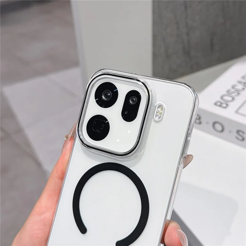 For Oppo Find X9 Pro 5G Magnetic Case Ultra Thin Clear PC Phone Back Cover - Black