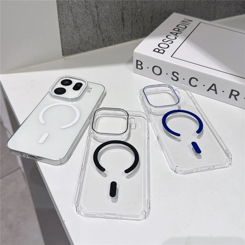 For Oppo Find X9 Pro 5G Magnetic Case Ultra Thin Clear PC Phone Back Cover - Black