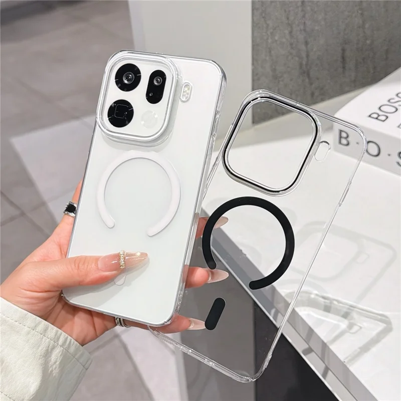 Für Oppo Find X9 5G Magnetische Hülle Ultra Dünn Durchsichtige PC-Handyrückseite – Schwarz