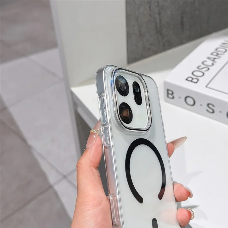 Für Oppo Find X9 5G Magnetische Hülle Ultra Dünn Durchsichtige PC-Handyrückseite – Schwarz