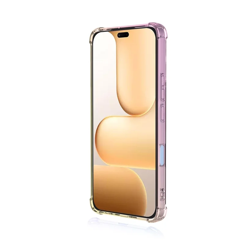 For Honor 600 Lite 5G Case Gradient Color TPU Anti-Drop Phone Cover - Pink  /  Gold