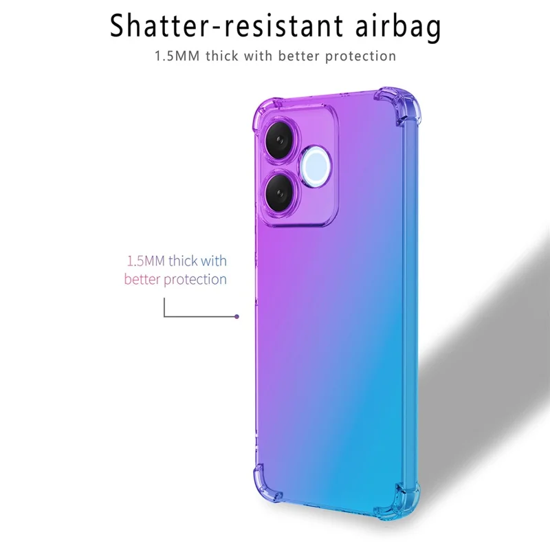 For Honor 600 Lite 5G Case Gradient Color TPU Anti-Drop Phone Cover - Pink  /  Gold
