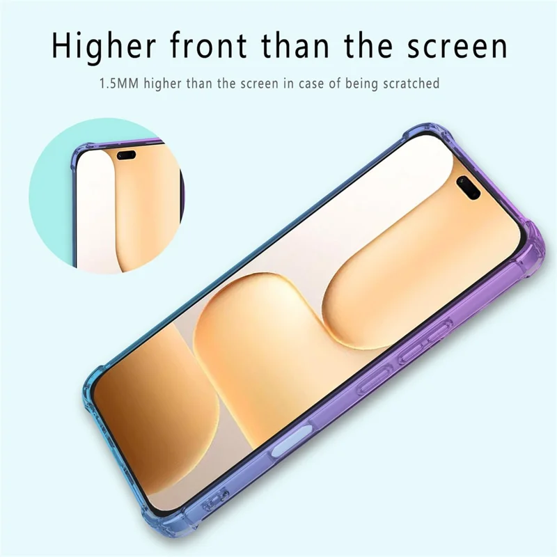 For Honor 600 Lite 5G Case Gradient Color TPU Anti-Drop Phone Cover - Pink  /  Gold