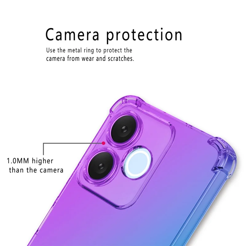 For Honor 600 Lite 5G Case Gradient Color TPU Anti-Drop Phone Cover - Pink  /  Gold