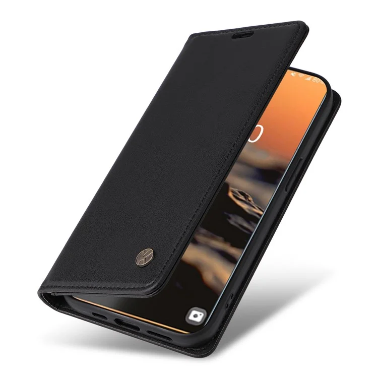 YIKATU YK-001 Für Samsung Galaxy S23 Ultra PU-Leder stoßfeste Geldbörse Magnetische Autohülse Telefonständer Abdeckung - Schwarz