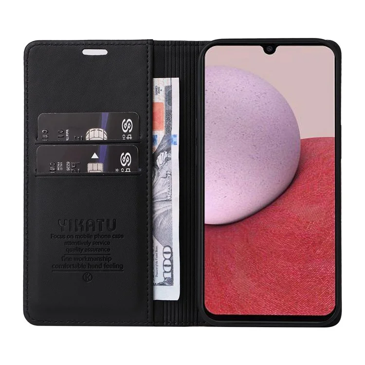 YIKATU YK-001 For Samsung Galaxy A14 5G / A14 4G PU Leather Full Protection Case Phone Stand Wallet Cover - Black