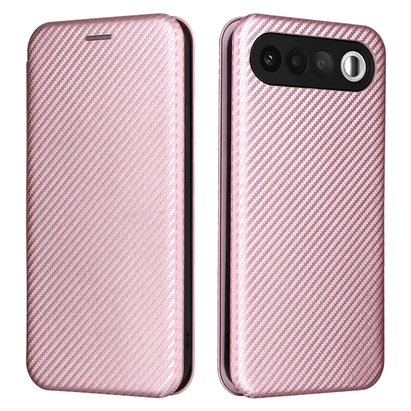 For Realme 16 5G Phone Case Carbon Fiber Texture Drop-Proof PU Leather Phone Cover - Rose Gold