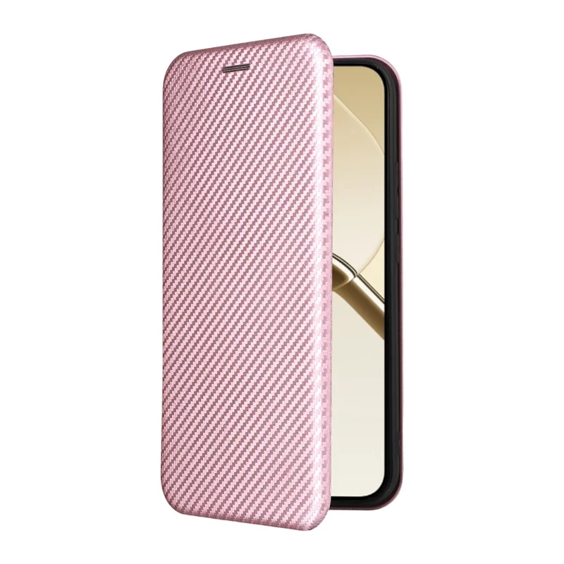 For Realme 16 5G Phone Case Carbon Fiber Texture Drop-Proof PU Leather Phone Cover - Rose Gold