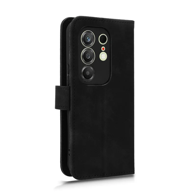 For TECNO Camon 50 Pro 4G Leather Case Skin Feel Anti Drop Wallet Stand Flip Phone Cover - Black